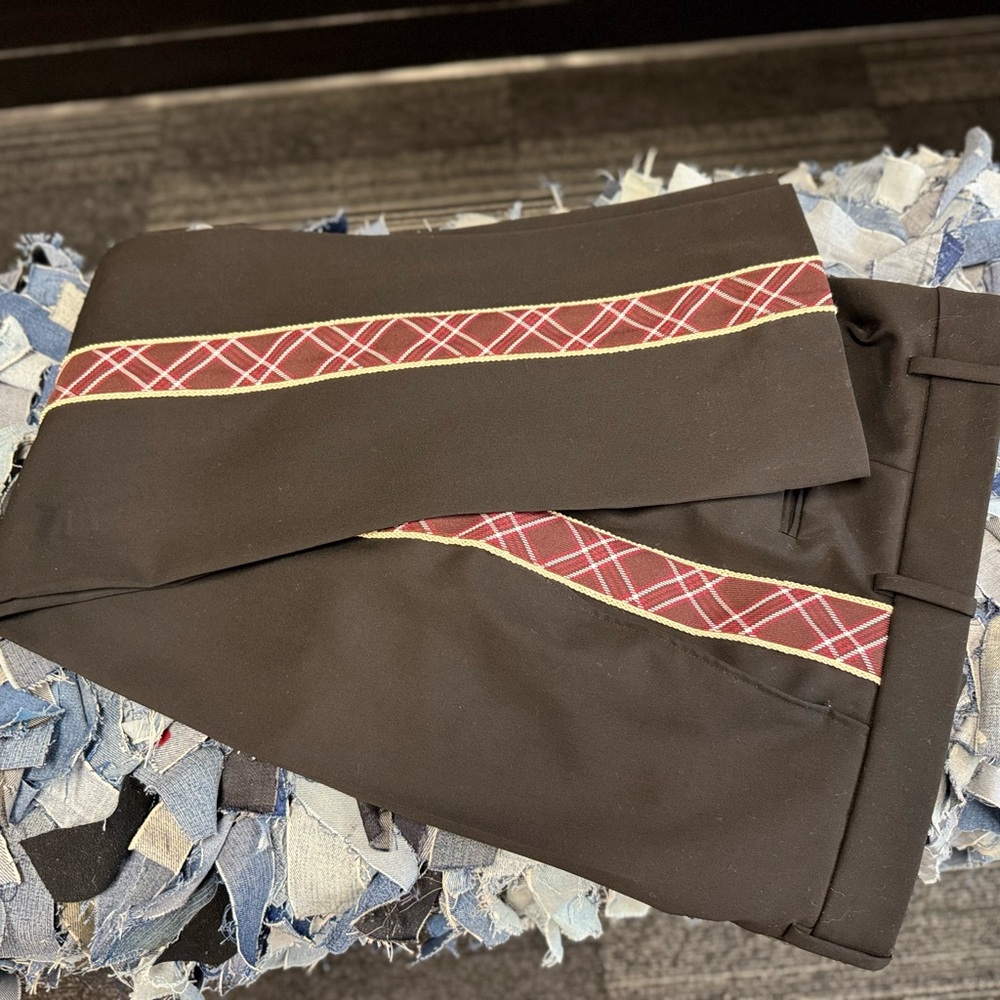 Calvin Klein Black Pants with Red Plaid Accent